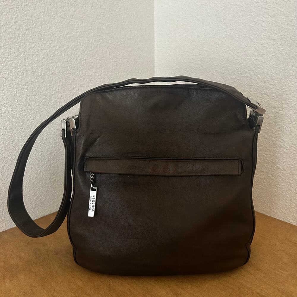Vintage 90s Perlina New York Slouchy shoulder bag 100% Leather soft Old Money